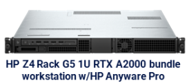 HP Z4 Rack G5 Intel Xeon W3-2423 4.00 GHz 15MB 6C, Windows 11 Pro 64 for Workstations 6 Cores, 64GB (2x32GB) DDR5 4800 DIMM ECC, Z Turbo 1TB PCIe-4x4 2280 TLC M.2 SSD, HP 10GBase-T Flex IO, NVIDIA RTX A2000 12 GB GDDR6 4mDP Graphics, HP Anyware Integrated Remote System Controller, HP Z4 Rack Rail Rack Kit, HP 3 year Onsite Care Workstation Hardware Support incl. HP Anyware Pro